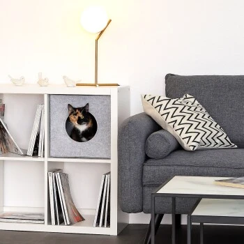 Lionto Katzenhöhle Aus Filz, Regalhöhle Hellgrau 2 Lionto Katzenhöhle Aus Filz, Regalhöhle Hellgrau – Bild 2