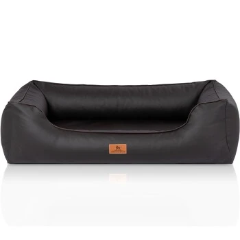 Knuffelwuff Orthopädisches Hundebett Montana Aus Kunstleder Schwarz M-L 1 Knuffelwuff Orthopädisches Hundebett Montana Aus Kunstleder Schwarz M-L